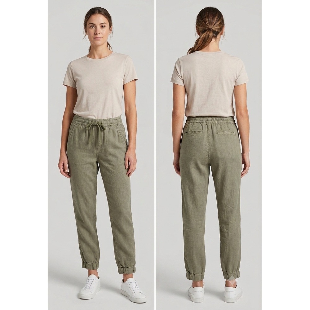 J.Crew Pants Womens 0 Sage Green Linen Lyocell Blend Elastic Waist Jogger